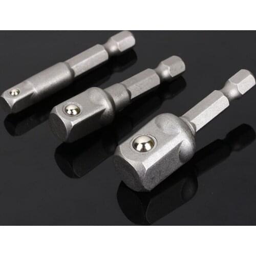 Free ship 1/4" 3/8" 1/2" Electric Screwdriver Drill Square Socket Bit Adapter Adaptor Drill Power Extension Bar Hex Shank Set