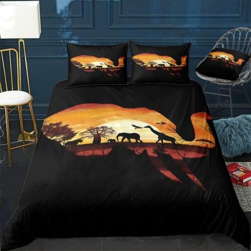 African Elephant Quilt Cover Pillowcase 3Piece Comforter Bedding Set With Pillow Case Single Double Duvet Cover Home Decora
