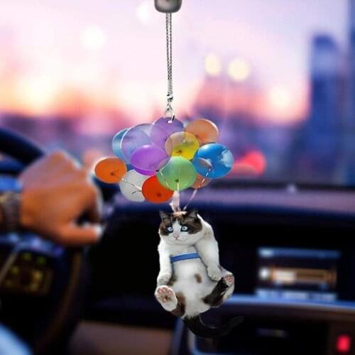 Acrylic Cute Cat And Colorful Balloon Pendant Car Interior Decoration Pendant