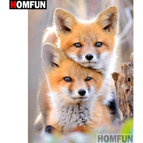 HOMFUN Full Square/Round Drill 5D DIY Diamond Painting "fox" Embroidery Cross Stitch 5D Home Decor A07677