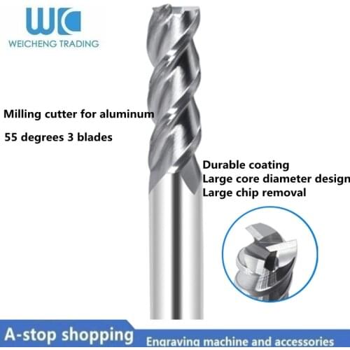 55 degree aluminum milling cutter 3-blade CNC machining center tungsten steel milling cutter carbide three-blade end mill