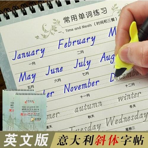 Free Gift Pen Concave English Magic Learning Writing Copybook Paste Beauty Calligraphy Books Adult Educational Word Handwriting