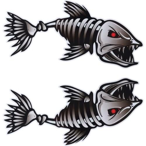 Fuzhen Boutique Decals Exterior Accessories 2X Fish Bones Skeleton Car Sticker Personalized Vinyl Car Motorcycle Decal
