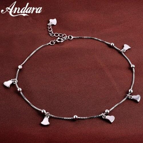 Solid Silver 100% 925 Silver Anklet Woman Careful Pendant Silver Anklet Summer Style