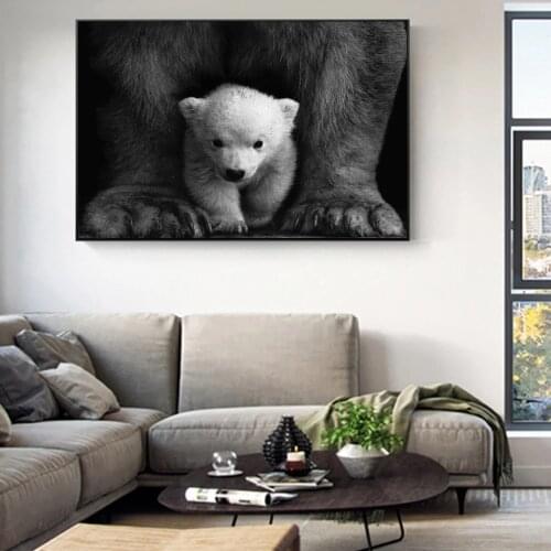 Black And white Retro Photography Wall Art Canvas Prints Nordic Bear Posters And Prints For Kids Room Wall Decor Cuadros Picture