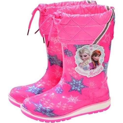 Disney childrens cartoon car frozen princess boys and girls non-slip rain boots boots thickened rain cover remove rain boots