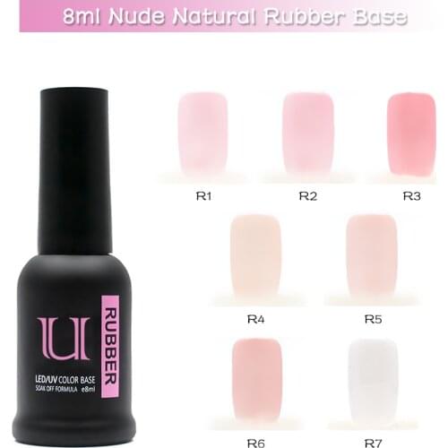 New Arrived 8ml Nude Natural Rubber Base Coat 7 Colors Gel Nail Polish Set Nail Art Varnish Hybrid Hot Gel Varnishes for Nails
