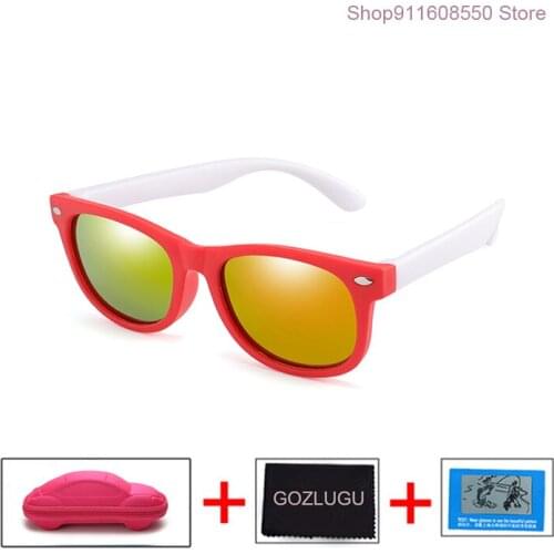 GOZLUGUChildrens Sunglasses Childrens Polarized Glasses Glasses Girls Boys Silicone Childrens Baby Glasses Glasses with Case