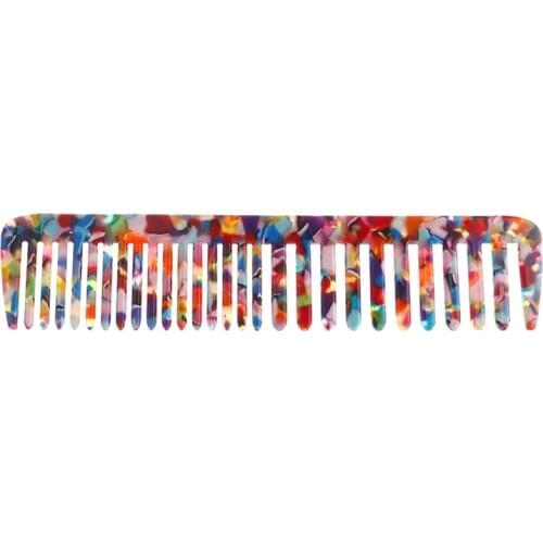 4mm thickness Colorful acetate Engraved custom logo rainbow hair combs for women girls