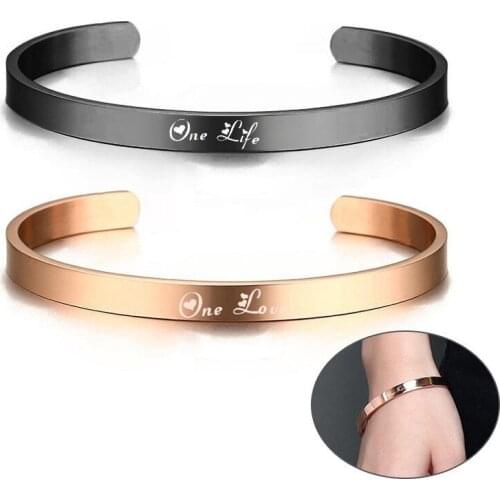 Custom Engrave One Life One Love Best Friend Gifts for Women Cuff Bracelets Bangles Promise Keepsake Jewelry
