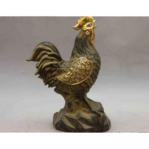 12 China Folk Pure Bronze Copper Zodiac Year Chicken Rooster Cock Animal Statue