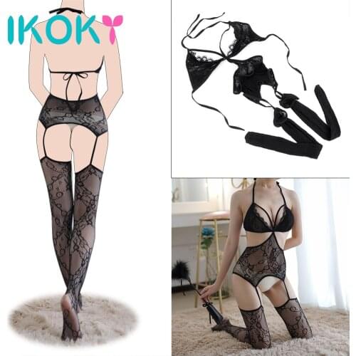 IKOKY Hollow Out Pantyhose Nylon Stockings Exotic Apparel Sexy Lingerie Backless Open Crotch Tights Pantyhose Women Sexy Tights