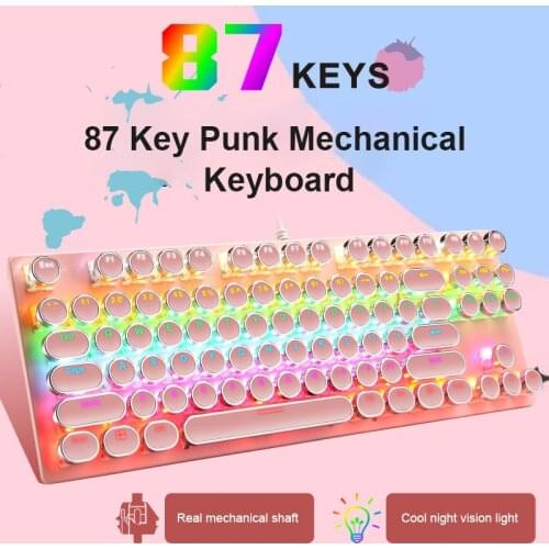 K55 Punk 87-key Gaming Mechanical Keyboard USB Wired Blue Axis Real Mechanical Computer For Gamer PC Laptop