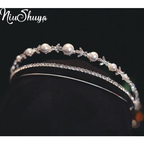 NiuShuya Fashion 3-Layer Pearl Wedding Hair Accessories New Bridal Wedding Headband Headdress Accessories