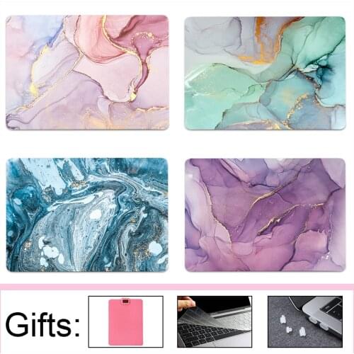 Sanmubaba Marble Laptop Case For Apple Macbook Pro Air 11 12 13 15 16 Shell 2020 M1 Chip A2337 A2338 A2179 With Pink Laptop Bag