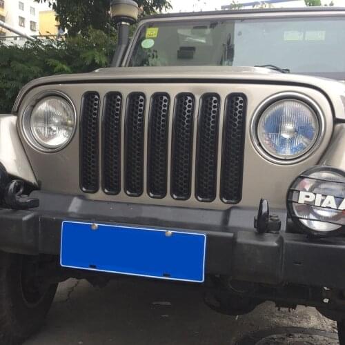 Front Grille Cover Grill Insert Decoraton Sticker for Jeep Wrangler JT 1997-2006 ABS Car Exterior Accessories