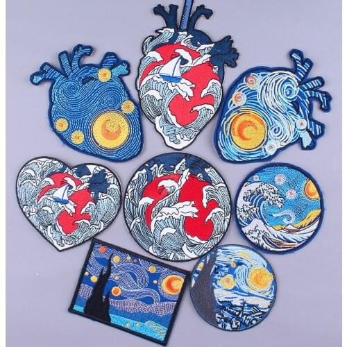 Art Embroidery Patch Van Gogh Applique Iron On Patches For Clothing Fashion Jacket Jeans Embroidered Patches On Clothes Decro