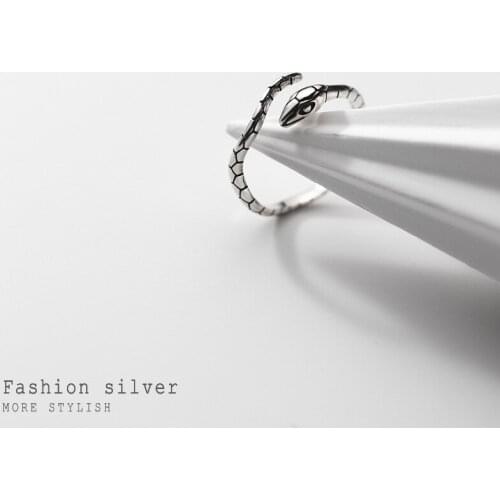 Real 925 Sterling Silver Vintage Snake Rings Punk Style Jewelry for Women Men Unisex Hypoallergenic Jewelry