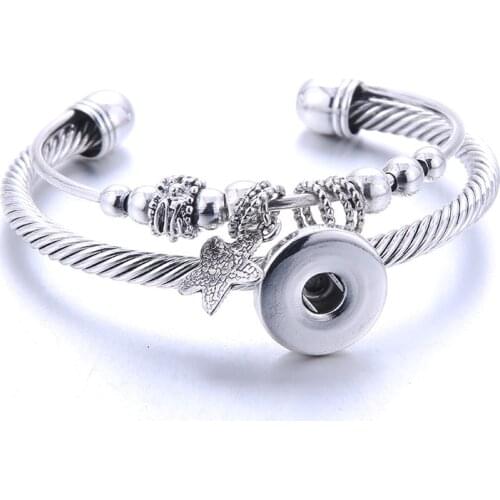 2020 New Fashion Adjustable Chain Star Bracelets Metal Snap Bracelet Fit 18MM Snap Buttons DIY Snap Jewelry For Women