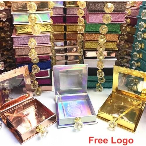 2020 New wholesale false eyelashes packaging box with handle fake 3d mink lashes boxes diamond magnetic case empty make up
