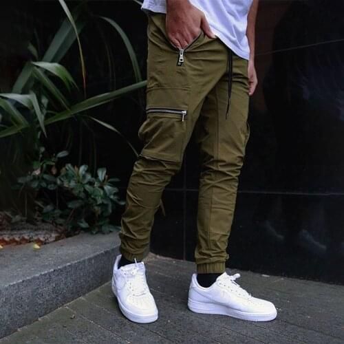 New 2021 Mens Cotton Casual Solid Color Cargo Pockets Wear-Resisting Pants Slim Fit Streetwear Track Overalls Pants For Men