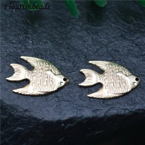 New Ins Girl Style Gold Color Tropical Fish Shape Metal Eardrop Pendant Fashion Jewelry Findings Earrings Necklace DIY Materials