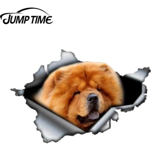 Jump Time 13cm x 8.8cm Red Chow Chow sticker decoration 3D Pet Graphic Vinyl Decal Car Window Laptop Bumper Animal Car Stickers