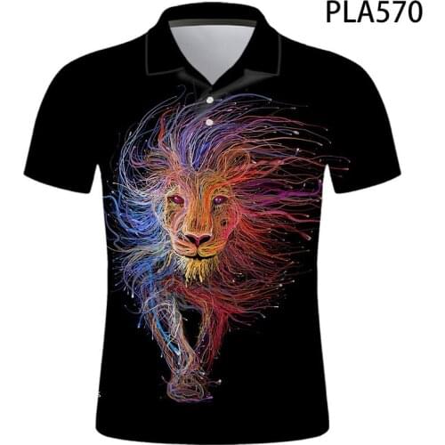 3D Printed Summer Animal Lion Hombre Camisas De Polo Harajuku Men Casual Fashion Short Sleeve Streetwear Shirts Cool Ropa
