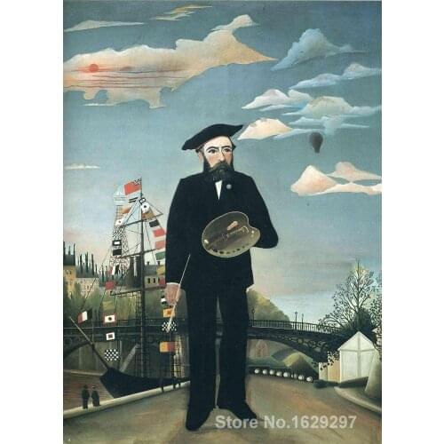 Modern landscape painting Self Portrait from L ile Saint Louis Henri Rousseau High quality Hand painted