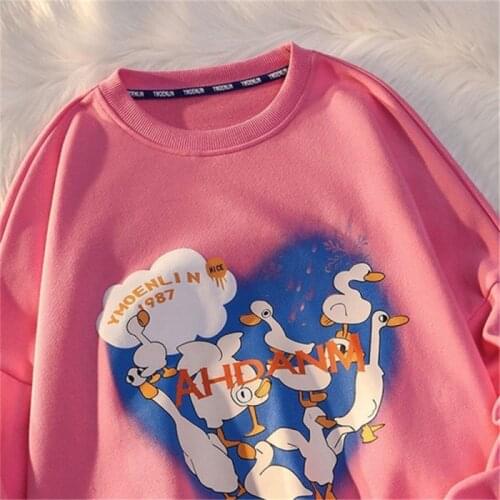 Sweatshirts, Long Sleeves, Casual Autumn Streetwear, Korean Printed Round Neck, Sweatshirts, All-match Wn