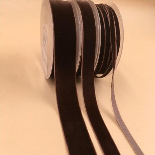 6MM,9MM,15MM,25MM V932 Nylon Single Face Dk Brown Velvet Ribbon