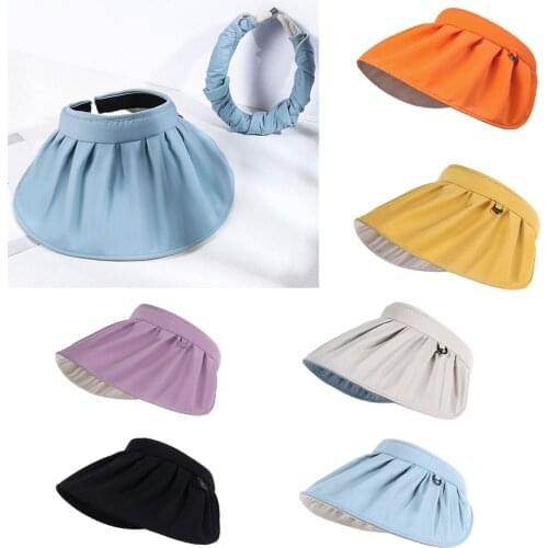 Spring Summer Sports Sun Hats Candy Color Foldable Dual-Use Headband Hair Band Empty Top Hat UV Protection Sunshade Shell Hat