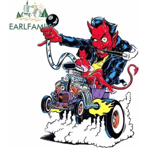 EARLFAMILY 13cm x 9.8cm For Pin Up Girl Devil Satan Car Sticker And Decals Occlusion Scratch Vinyl Waterproof High Quality Decal
