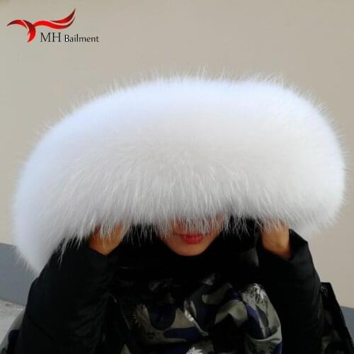 100% Genuine Real Natural Raccoon Fur Collar Women bandana women Scarf Fashion Coat Sweater Coat Hoodie woman neck scarves M6