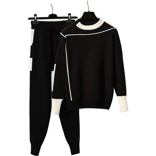 Women Knitted Plus Size Women Sets Women Sweater Suits and Set Casual Knitted Sweaters Pants 2PCS Female Clothes kz736