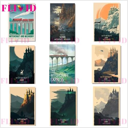 Famous Movie Witchcraft School Cartoon Scenery Nordic Poster Wall Art Canvas Painting Wall Pictures For Living Room Unframed