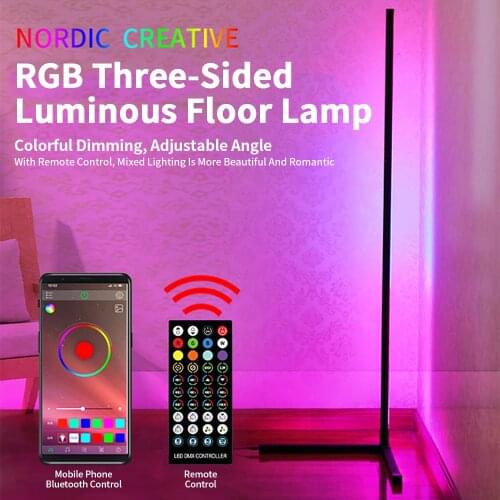 1.5m RGB Remote LED Corner Floor Lamp RGB Standing Lamp Atmosphere Lamp Colourful Angle Light Floor Lamp For Bedroom Living Room