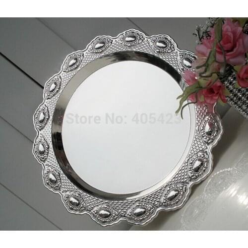 1pcs wedding home restaurant Metal silver cake pan snack plate cupcake tray