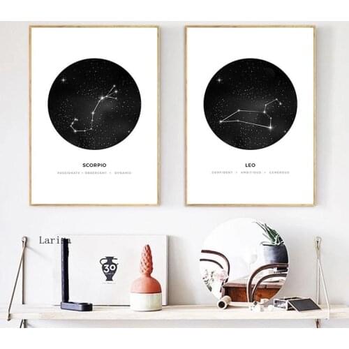 12 Constellations Home Decor Nordic Canvas Painting Wall Art Modern Abstract Posters and Prints Minimalist Art for Living Room