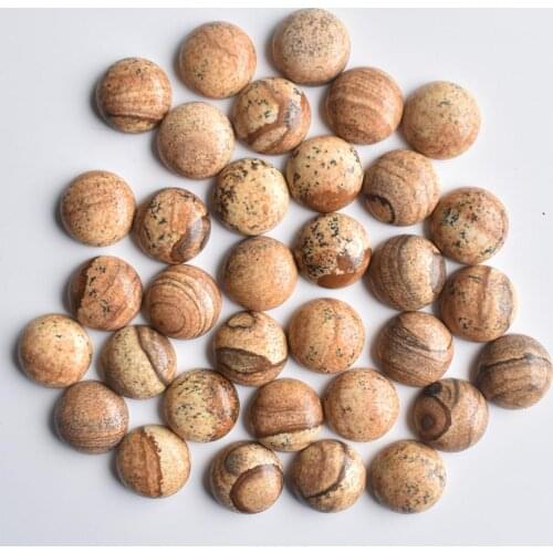 2020 fashion natural picture stone round CAB CABOCHON stone 14mm charm beads for jewelry making wholesale 50pcs/lot free