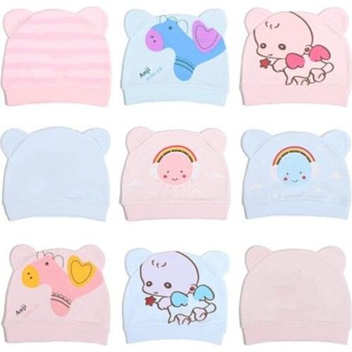 2020 Baby cartoon pattern Hat With Ears Cotton Warm Newborn Baby Girl Boy Autumn Winter Hat For Kids Infant Toddler Beanie Cap