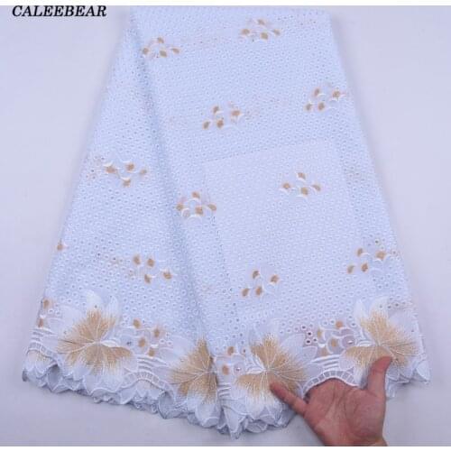 2021 New Arrival African Nigerian Cotton Lace Fabric Embroidery Swiss Voile Dry Cotton Lace Fabric For Wedding Party Dress S2098