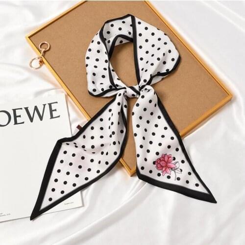 2021 Skinny Women Long Ribbon Print Headband Dots Floral Scarf Neck Hand Bag Wrist Towel Bandana Luxury Girl Hair Tie Foulard