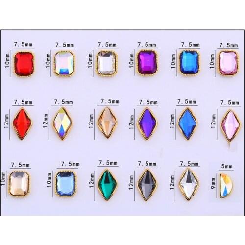 50 pcs 3D Metallic Rhinestone nail studs / Rhombus design charm Nail design nail art/ Manicure Nail 3D decorations,HR652, 7X10mm