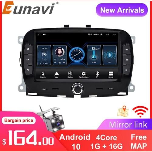Eunavi 2 Din Android 10 Car radio Stereo For Fiat 500 2016-2019 Multimedia Player WIFI Navigation GPS Auto Stereo Head Unit WIFI