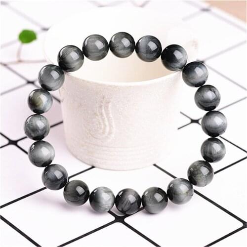 Grade AA Natural Eagle Eye Stone Beaded Bracelet 8mm 10mm 12mm Beads Bangle Stretch Charm Jewelry Bracelet Prayer Bracelet BR005