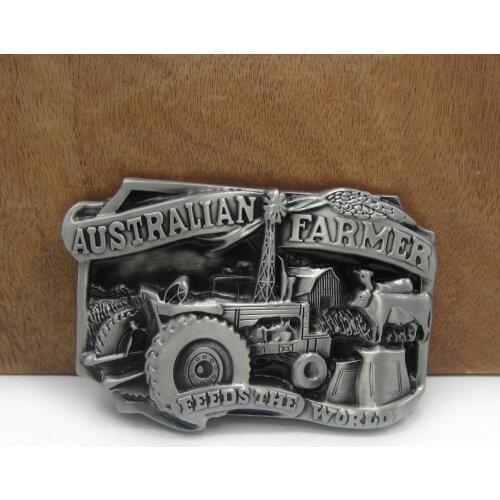 BuckleClub wholesale zinc alloy Australian farmer belt buckle jeans gift belt buckle FP-02944 pewter finish 4cm width loop