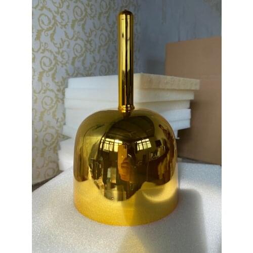 Gold color crystal handle bowl 4th octave F note heart chakra size about 5.5" 432Hz for meditation