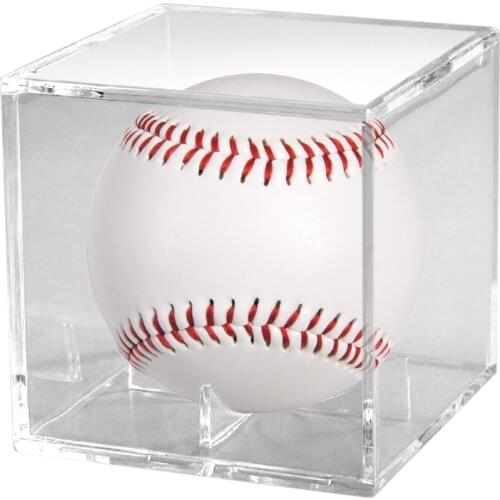 Baseball Display Case UV Protection Acrylic Cube Baseball Holder Stand Mount Square Clear Supports Box for 9'' Ball