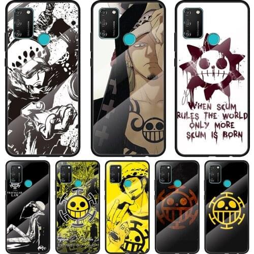 Anime Trafalgar Law Sign Tempered Glass Cover For Honor 30 20 10 9X 8X Pro Plus Lite Silicone Phone Case Coque